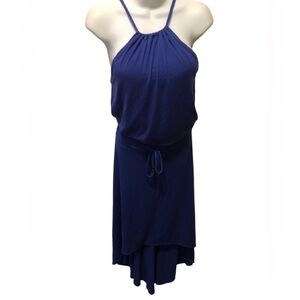 Athleta High~Low Halter Sundress Sz. S Purple Lined Removable Pads Tied Waist